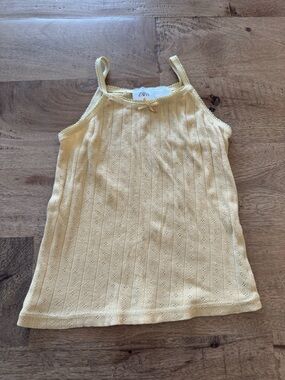 Zara pointelle Yellow Eyelet Tank Top size 2-3 years bow